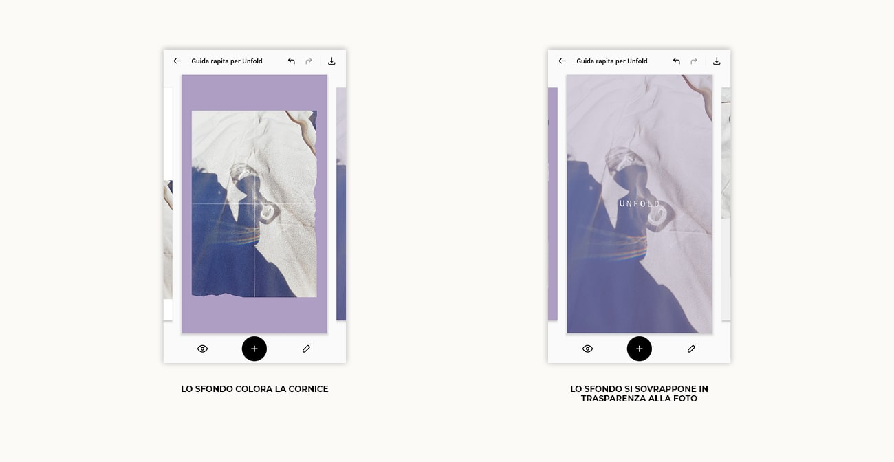 Unfold, come si usa l'app per creare stories per Instagram. Tutorial su come cambiare il colore di sfondo. Articolo dal blog di Marianna Milione
